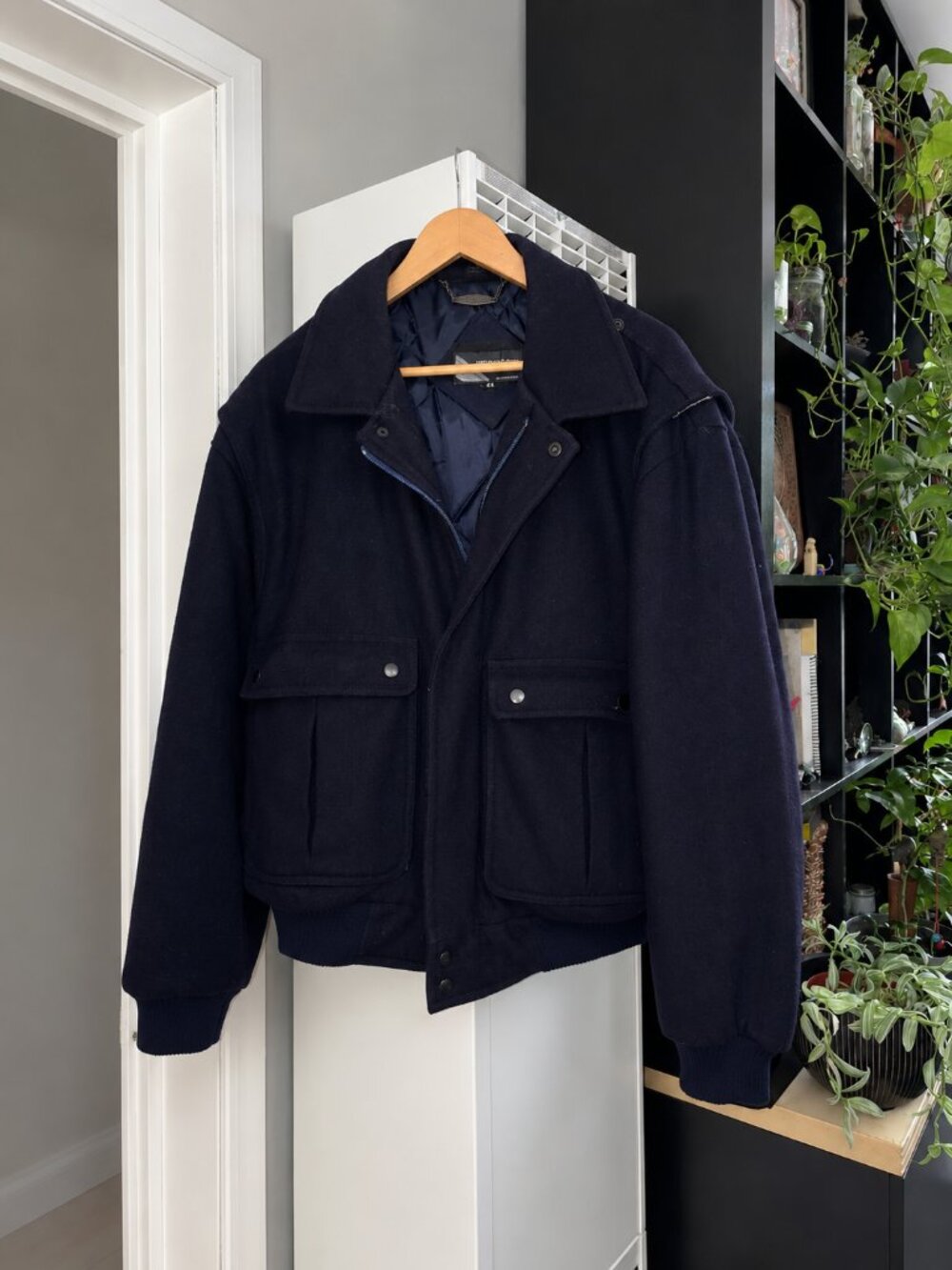 Wool Members Only Bomber Jacket Vintage Heavy Coat Hong Kong Issey Miyake Style